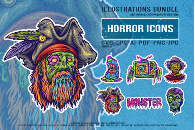 Halloween Undead Pirate Creepy Zombie Monster Graphic
