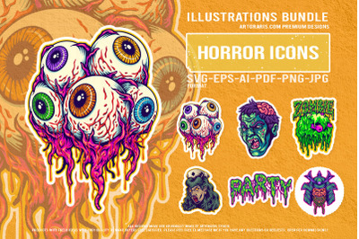 Nightmarish eyeball cluster ghoul nurse slime samurai horror party gra