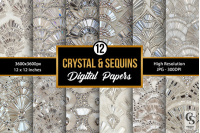 White Crystal and Sequins Seamless Patterns