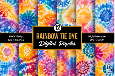 Rainbow Tie Dye Background Digital Paper