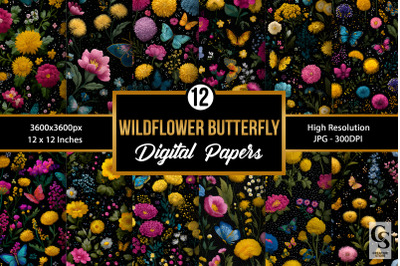 Wildflowers and Butterflies Digital Paper
