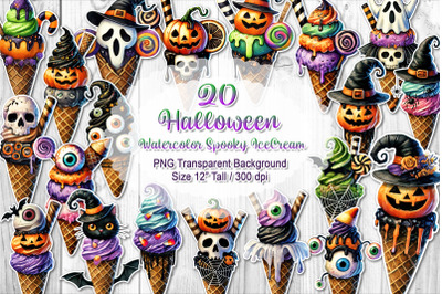 Spooky Halloween Ice-Cream Clipart Set