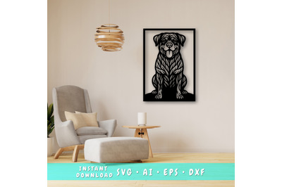 Rottweiler Laser SVG, Cute Dog Laser Cut, Pet Lover Design