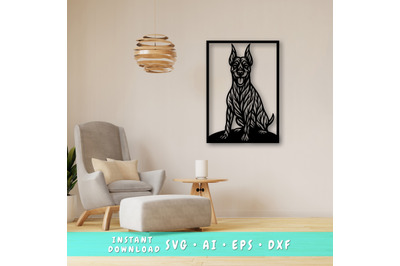 Doberman Laser SVG, Cute Dog Laser Cut, Pet Lover Design