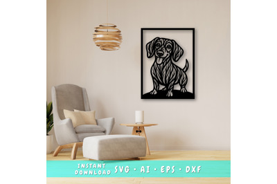 Dachshund Laser SVG, Cute Dog Laser Cut, Pet Lover Design