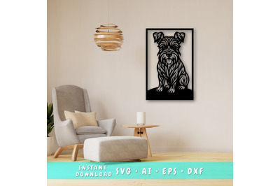 Miniature Schnauzer Laser SVG, Cute Dog Laser Cut, Pet Lover Design