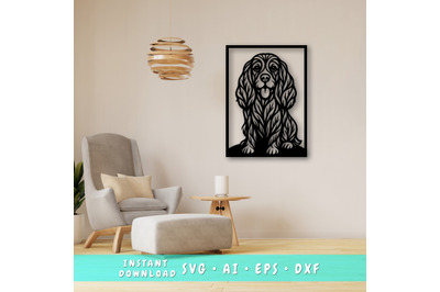 Cocker Spaniel Laser SVG, Cute Dog Laser Cut, Pet Lover Design