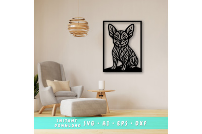 Chihuahua Laser SVG, Cute Dog Laser Cut, Pet Lover Design