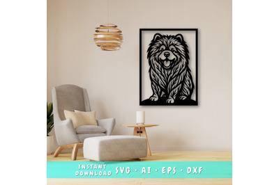 Chow Chow Laser SVG, Cute Dog Laser Cut, Pet Lover Design