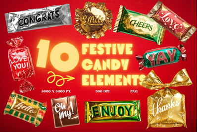 Festive Candy Elements Graphic