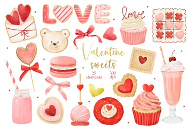 Watercolor Valentines Day Sweets