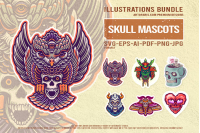 Fantasy Skull Art Samurai Viking Owl Heart Moth