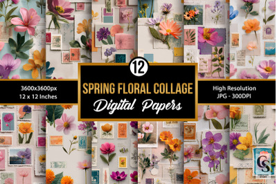 Spring Vintage Floral Collage Pattern