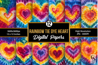 Rainbow Tie Dye Hearts Background