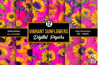 Vibrant Yellow and Pink Sunflower Seamless Pattern