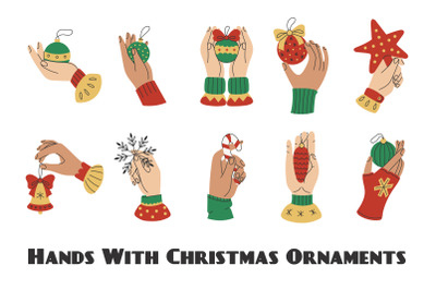 Hands With Christmas Ornaments PNG Clipart