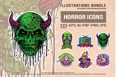 Horror Freak Zombie Clown Witch Skull Monster