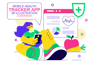 10 Mobile Health Tracker App Illustration