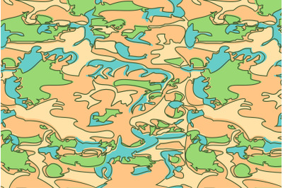 Seamless Camouflage Pattern in Green Blue Beige background. Modern clo