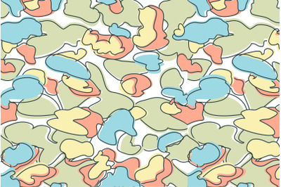 Seamless Camouflage Pattern in Blue Red Green abstract background. Mod