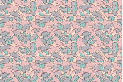 Pastel Camouflage Seamless Pattern in Pink abstract background. Modern