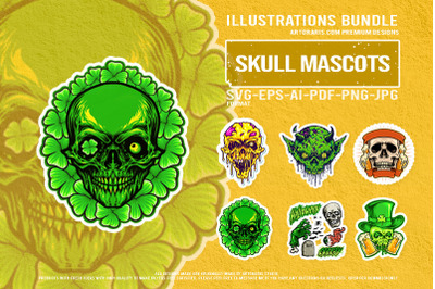 Toxic Skulls and Shamrock Spirits of Darkness Vector Collection