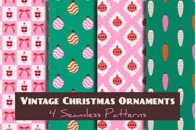 Vintage Christmas Ornaments Seamless Patterns& Papers