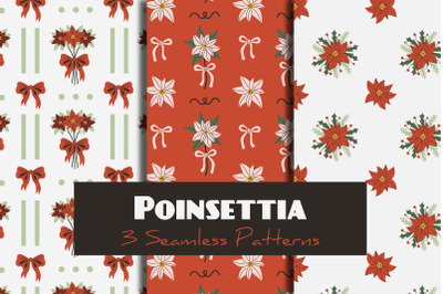 Christmas Poinsettia Seamless Patterns & Digital Papers