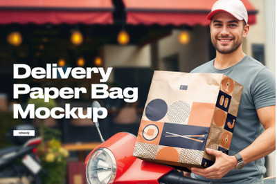 Restaurant Delivery Paper Bag Mockup