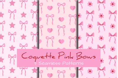 Coquette Pink Bows Seamless Patterns &amp; Digital Papers