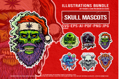 Zombie skull santa reaper alien warrior beard viking horror