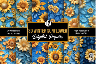 3D Clay Sunflowers Seamless Patterns