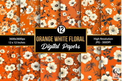 Orange and White Flowers Seamless Pattern