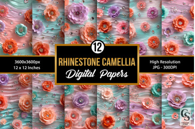 Rhinestones and Camellia Flowers Pattern