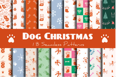 Dog Christmas Seamless Patterns & Digital Papers