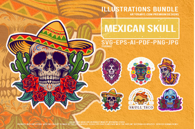 Traditional Day of The Dead Calavera Mexican Folk Graphic