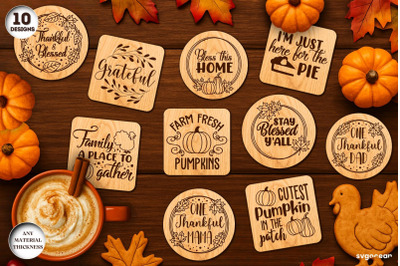 Thanksgiving Coasters SVG Bundle