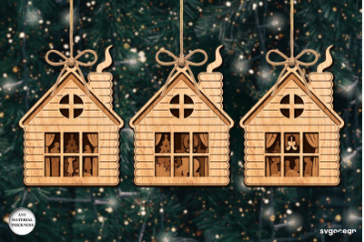 Christmas House Shadow Box SVG Bundle