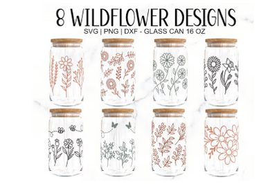 16oz Wildflower Libbey Glass Can Svg