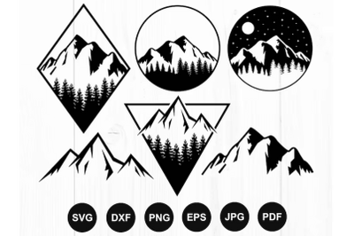Mountain Svg Bundle, Geometric Mountain Svg