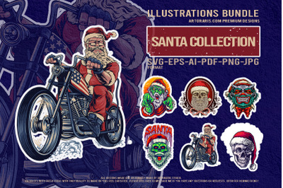 Dark Santa Claus Creepy Christmas Vector Bundle