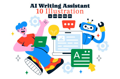 10 Online AI Writing Assistant Illustration