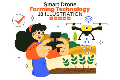 10 Smart Drone Farming Technology Illustration