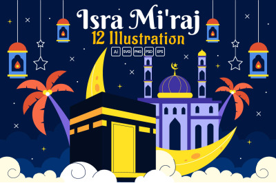 12 Isra Mi&#039;raj Vector Illustration