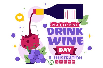 11 National Drink Wine Day Illustration