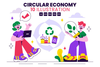 10 Circular Economy Concept Illustration