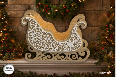 3D Santa Sleigh Laser Cut