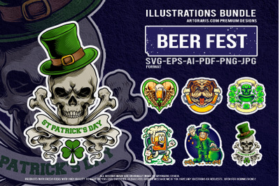 St Patricks Day Beer Party Vector Logo Collections