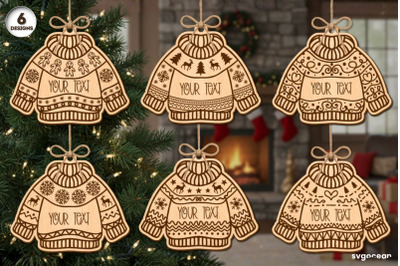 Christmas Sweater Ornaments SVG Bundle