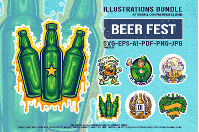 St Patricks Day Craft Beer Bottle Celebration Vector Bundle